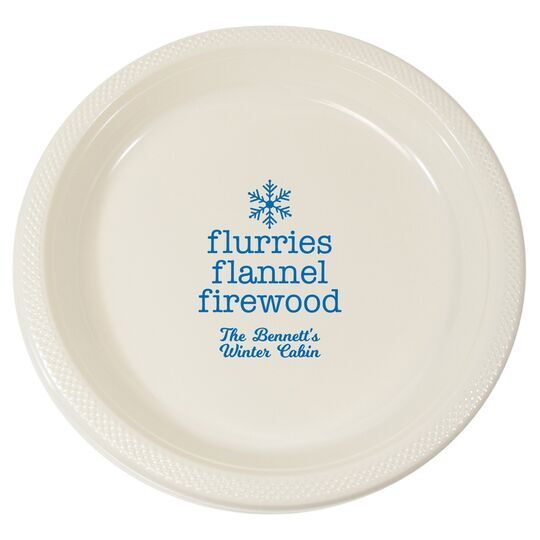 Flurries Flannel Firewood Plastic Plates